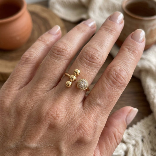Zirconium Pavé Triple Ball Ring