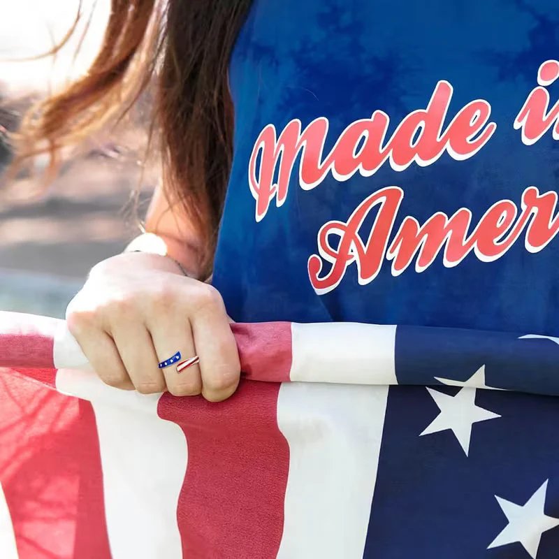 Patriotic Star Striped Wrap Ring