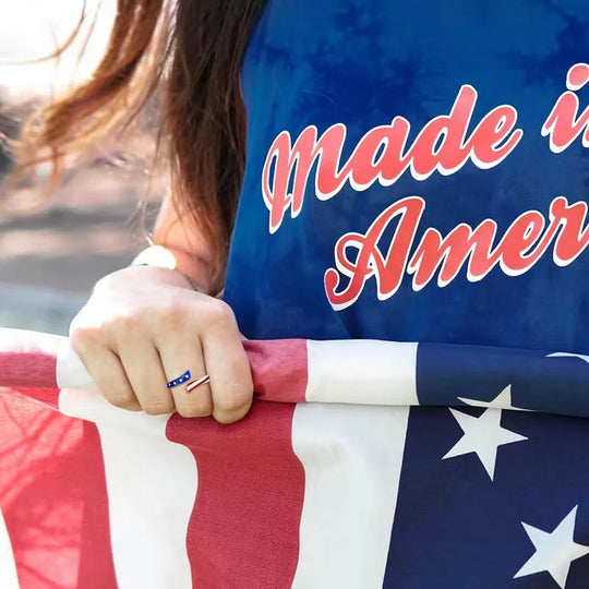 Patriotic Star Striped Wrap Ring
