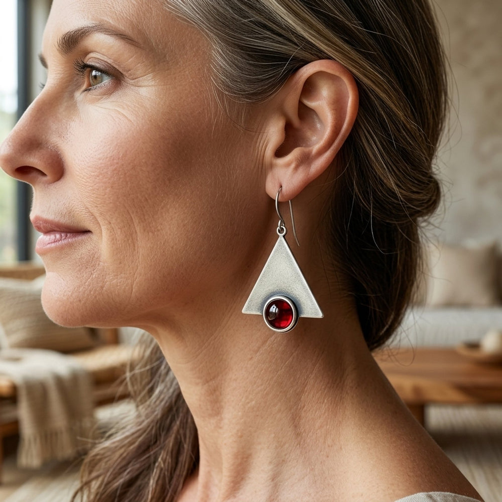 Handcrafted Sterling Silver Triangle Drop Earrings