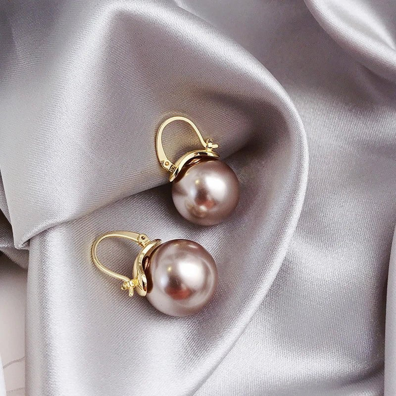 Lever-Back Gold-Plated Pearl Drop Earrings