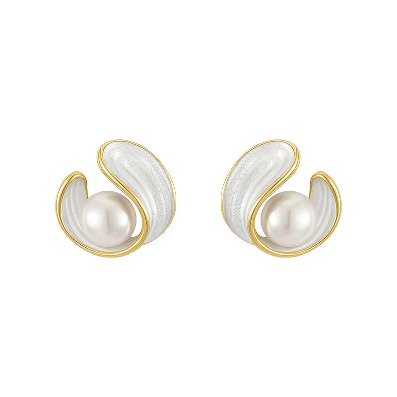 Pearl Accent Gold-Plated Stud Earrings