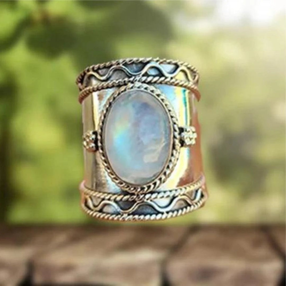 Rope-Twist Sterling Silver Moonstone Ring