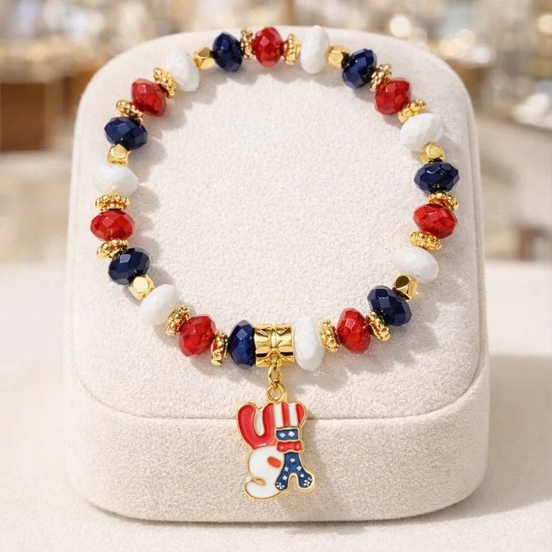 Gold-Plated Patriotic Charm Bracelet
