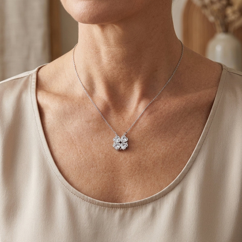 Heart-Cut Flower Pendant Necklace