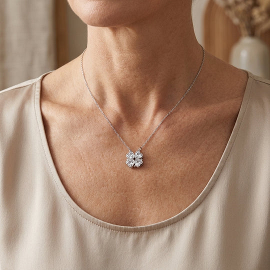 Heart-Cut Flower Pendant Necklace