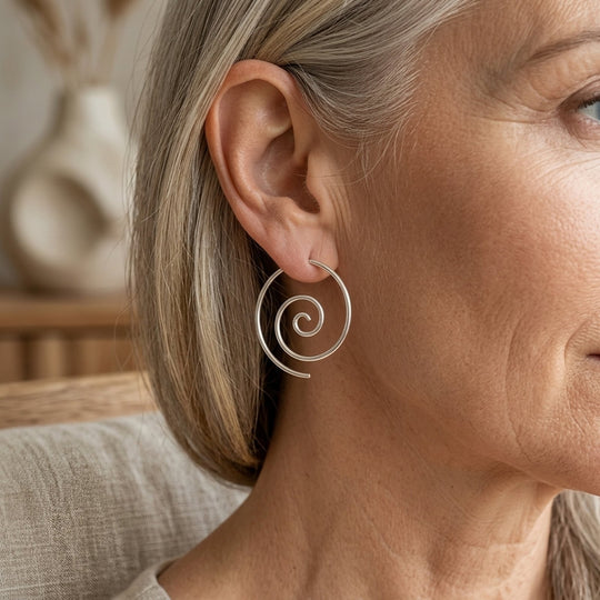 Silver-Plated Spiral Hoop Earrings