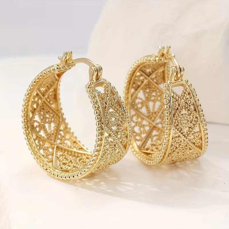 Filigree Hoop Earrings with Milgrain Detailing
