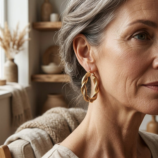 Twisted Rope Design Hoop Earrings
