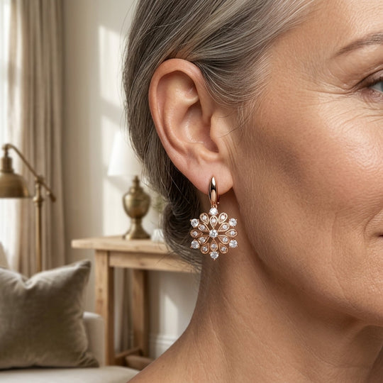 Flower Gold Drop Earrings