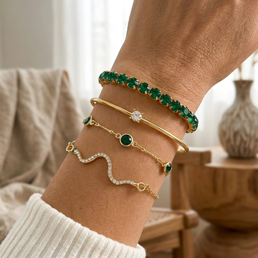 Gold-Plated Zirconia Tennis Bracelet Set