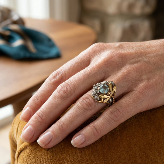 Vintage Floral Statement Ring with Center