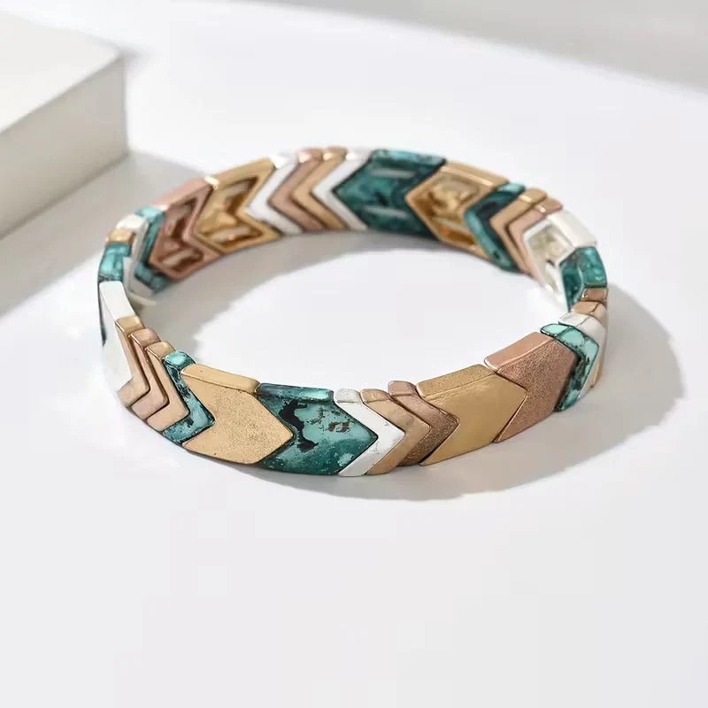 Geometric Multi-Metal Chevron Bracelet
