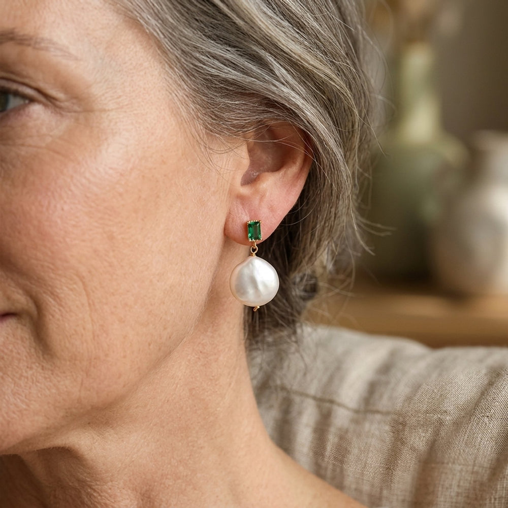 Gold-Plated Pearl Drop Earrings