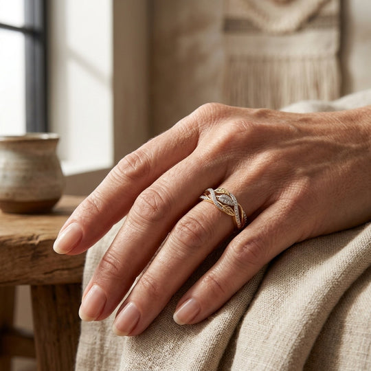 Cubic Zirconia Leaf Motif Ring