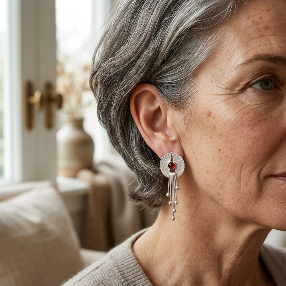 Textured Sterling Silver Drop Earrings
