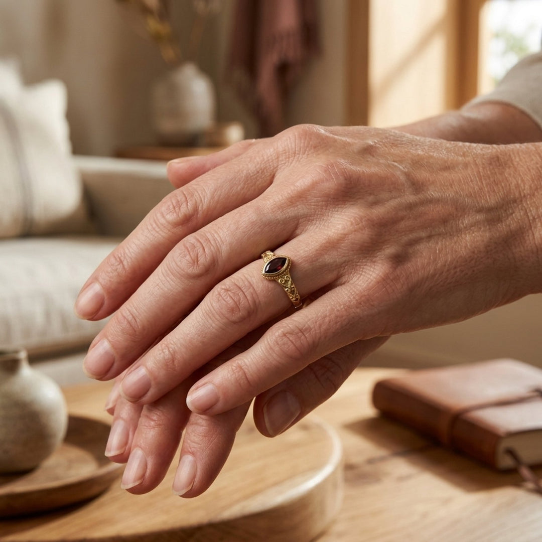 Vintage Ornate Bezel-Set Ring