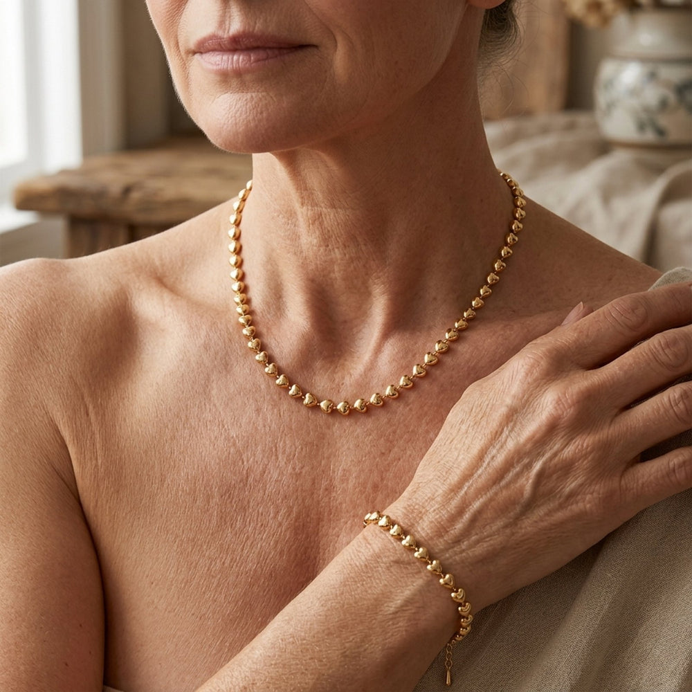 Heart-Shaped Beaded Jewelry Set