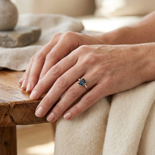 Emerald-Cut Prong-Set Gold Ring