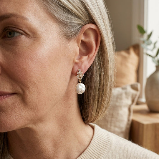 Gold-Tone Baroque Pearl Drop Earrings