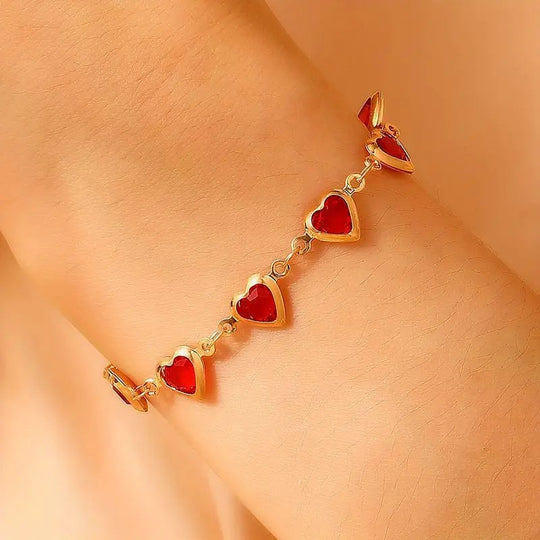 Gold-Plated Heart Charm Chain Bracelet