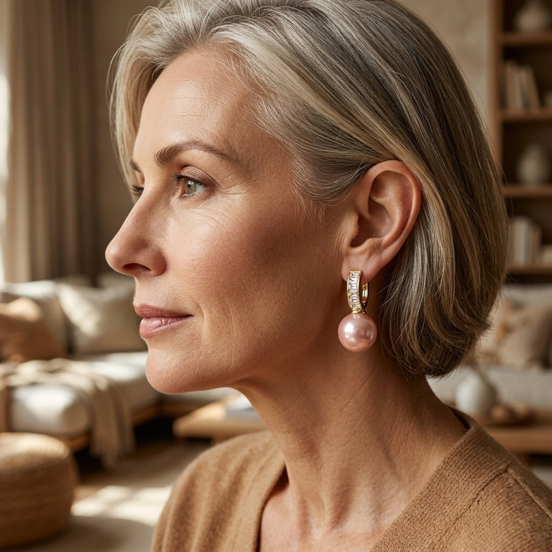 Pearl Drop Hoop Earrings
