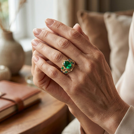 Multi-Stone Floral Gold Ring