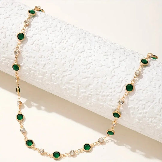 Gold-Plated Bezel-Set Station Necklace