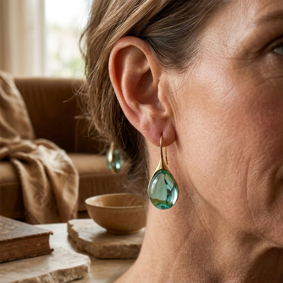 Polished Gold Teardrop Earrings