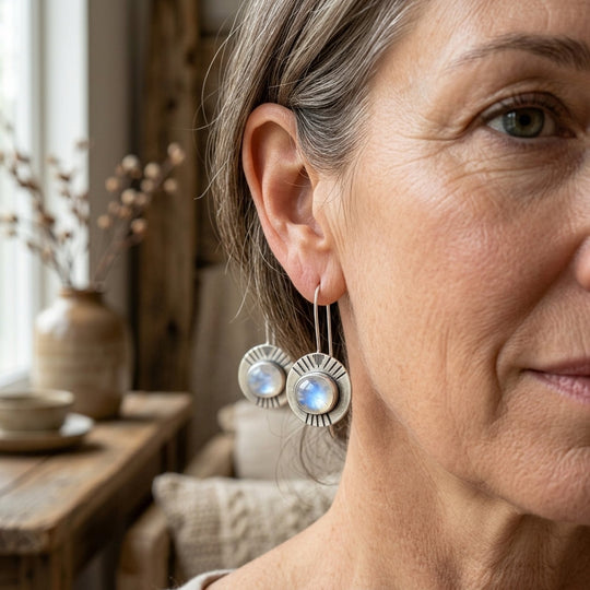 Handcrafted Sterling Silver Moonstone Drop Earrings