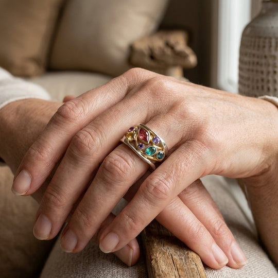 Two-Tone Multi-Gemstone Ring