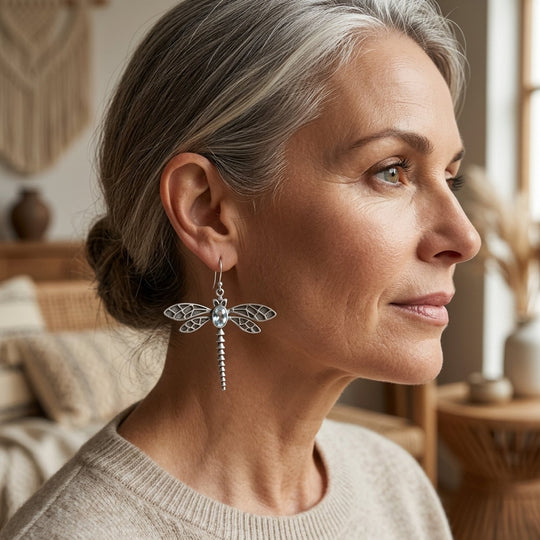 Sterling Silver Dragonfly Drop Earrings