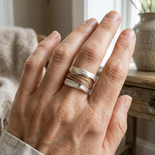 Two-Tone Wire Wrapped Statement Ring