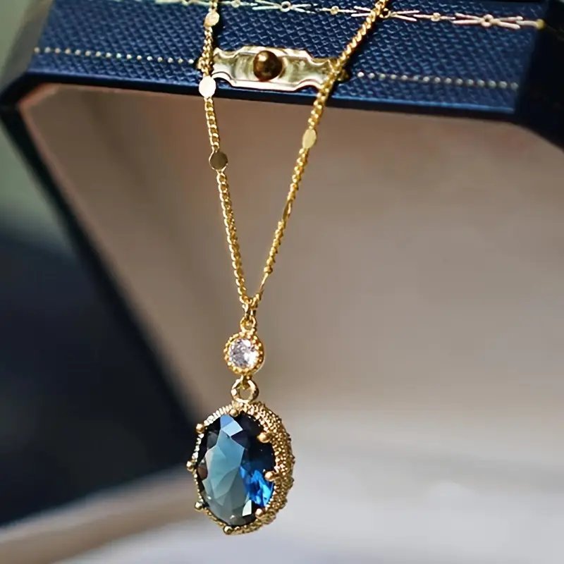 Gold-Plated Oval Pendant Necklace