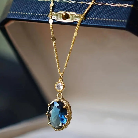 Gold-Plated Oval Pendant Necklace