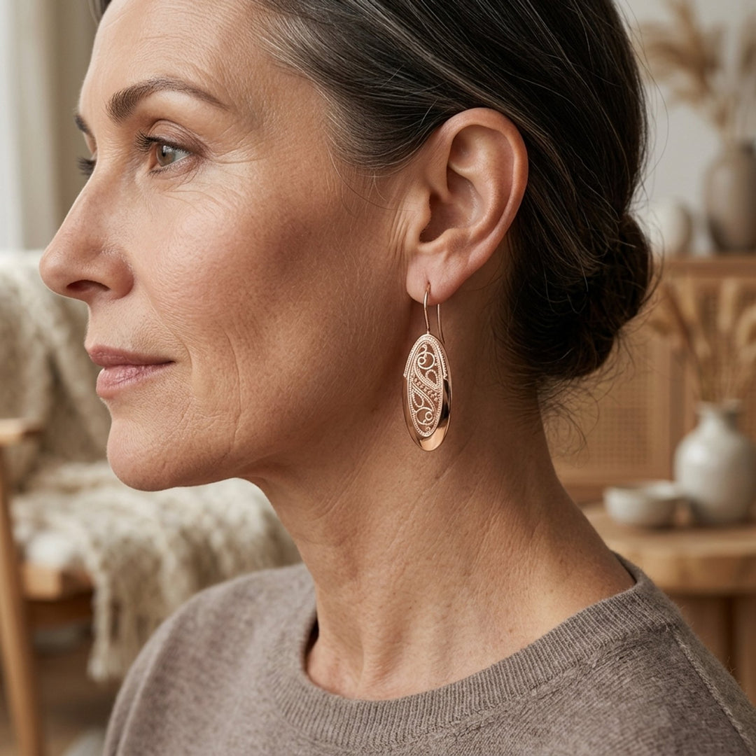 Filigree Hoop Earrings Gold