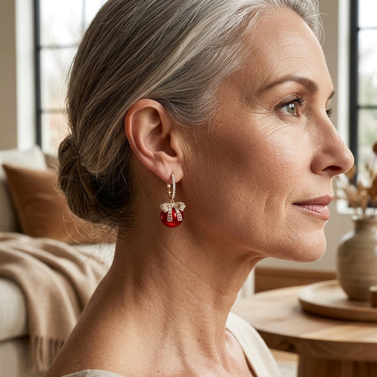 Bow Drop Hoop Earrings