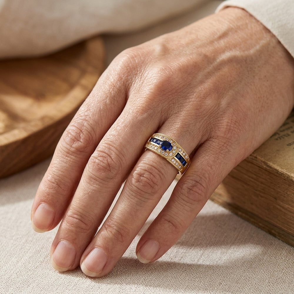 Multi-Band Sapphire Statement Ring