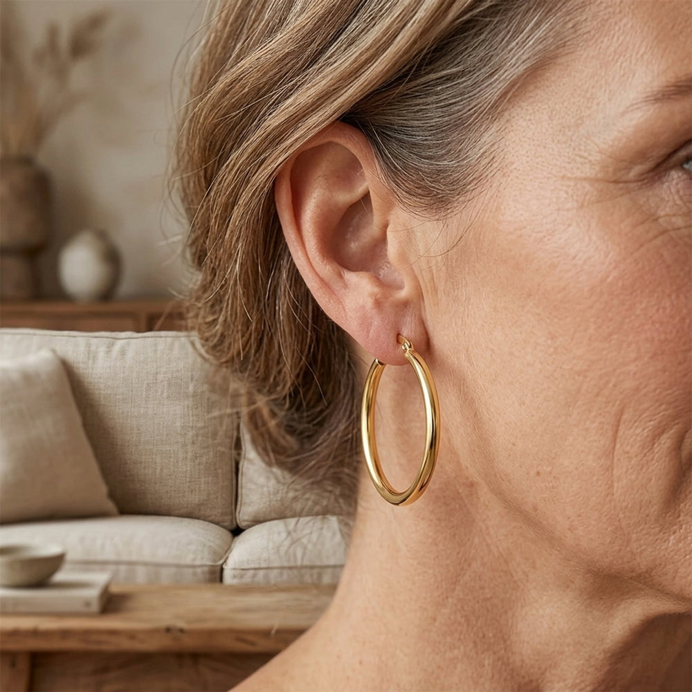 Polished Round Hoop Earrings
