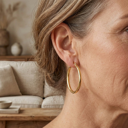 Polished Round Hoop Earrings