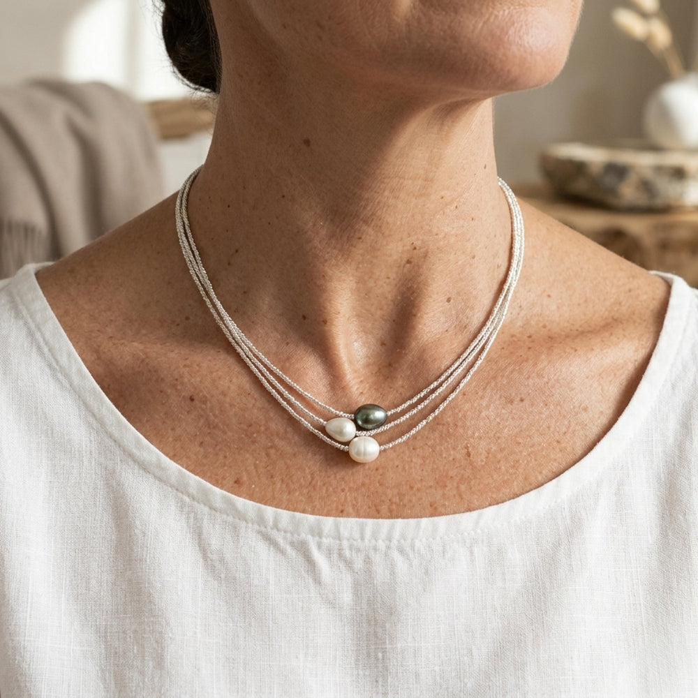 Multi-Strand Freshwater Pearl Chain Necklace