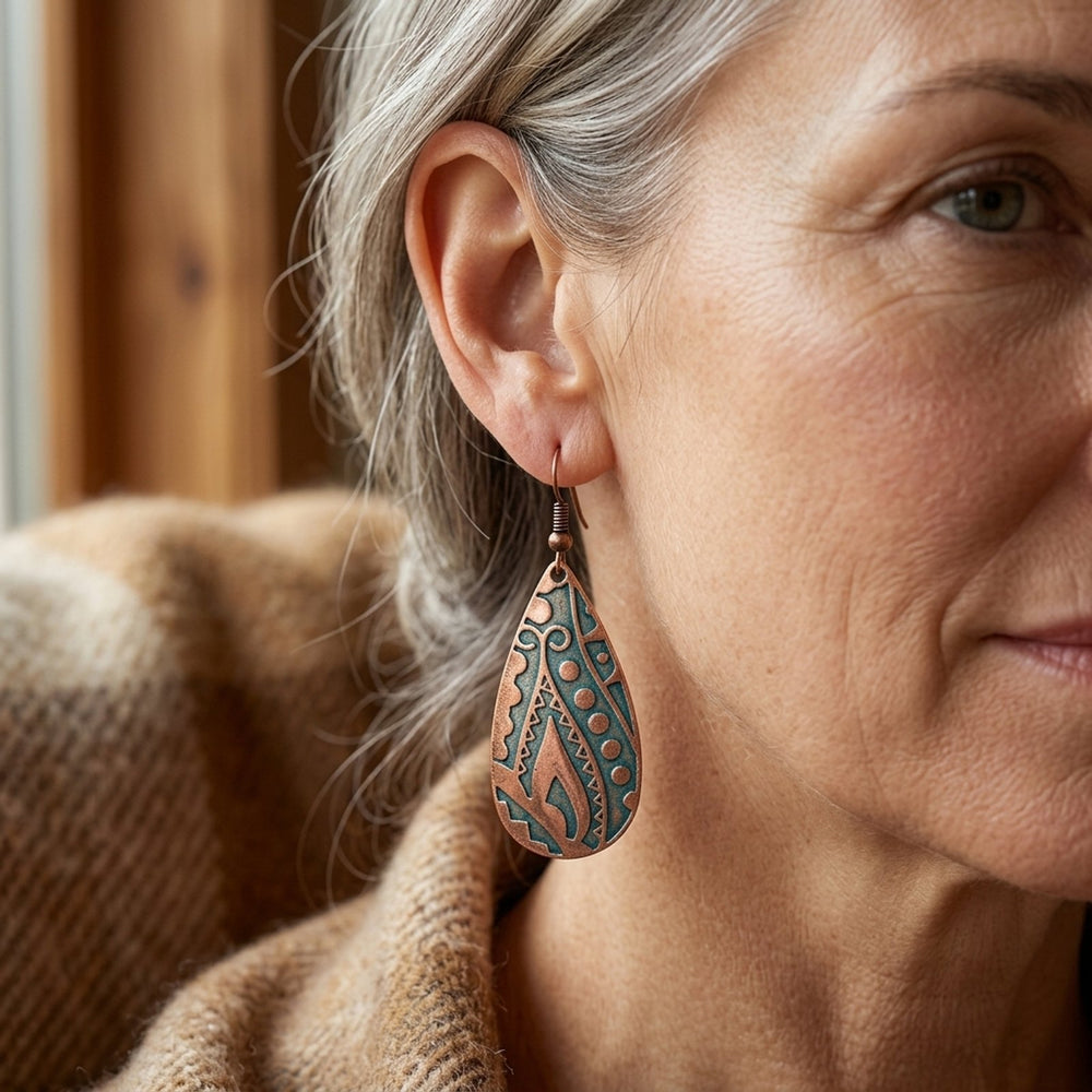 Handcrafted Copper Teardrop Earrings