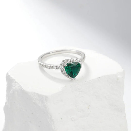 Sterling Silver Heart-Cut Halo Ring