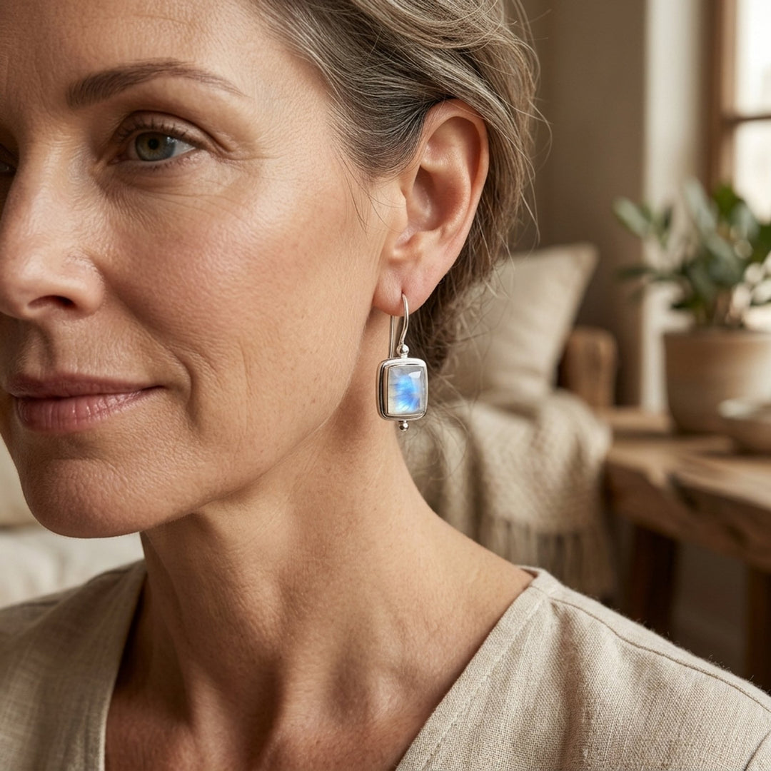 Sterling Silver Moonstone Drop Earrings