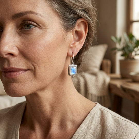 Sterling Silver Moonstone Drop Earrings