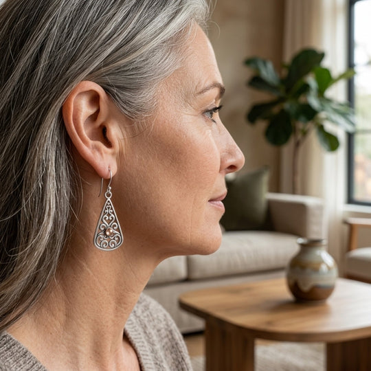 Filigree Sterling Silver Drop Earrings