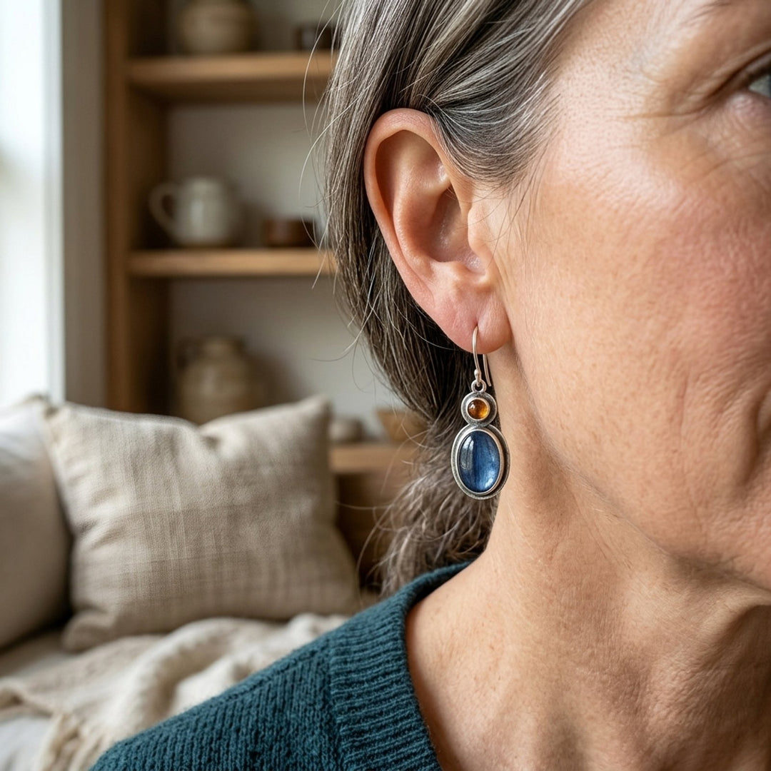 Sterling Silver Gemstone Drop Earrings