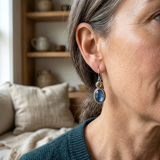 Sterling Silver Gemstone Drop Earrings