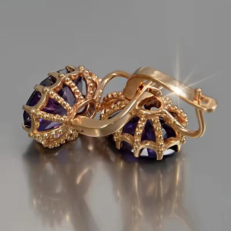 Crown-Set Amethyst Stud Earrings