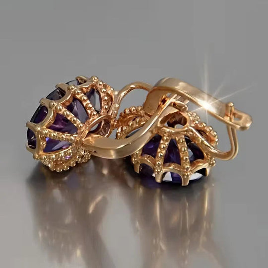 Crown-Set Amethyst Stud Earrings